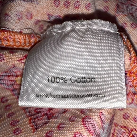 Hanna Andersson Long Sleeve Orange Pattern Pleated Dress Size 4 100 Cotton - Picture 9 of 10